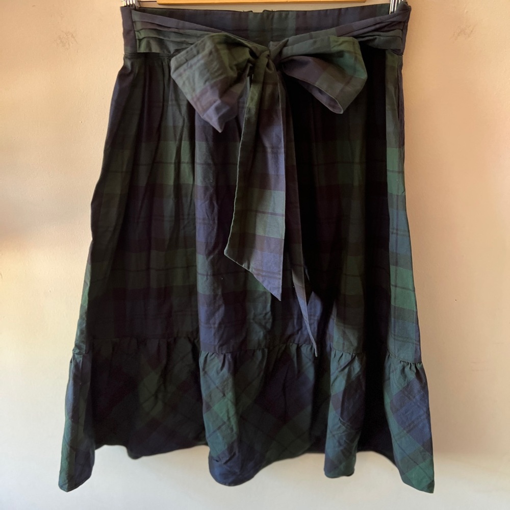 J. Crew Outlet Plaid Cotton Blend Lined Belted Skirt 4